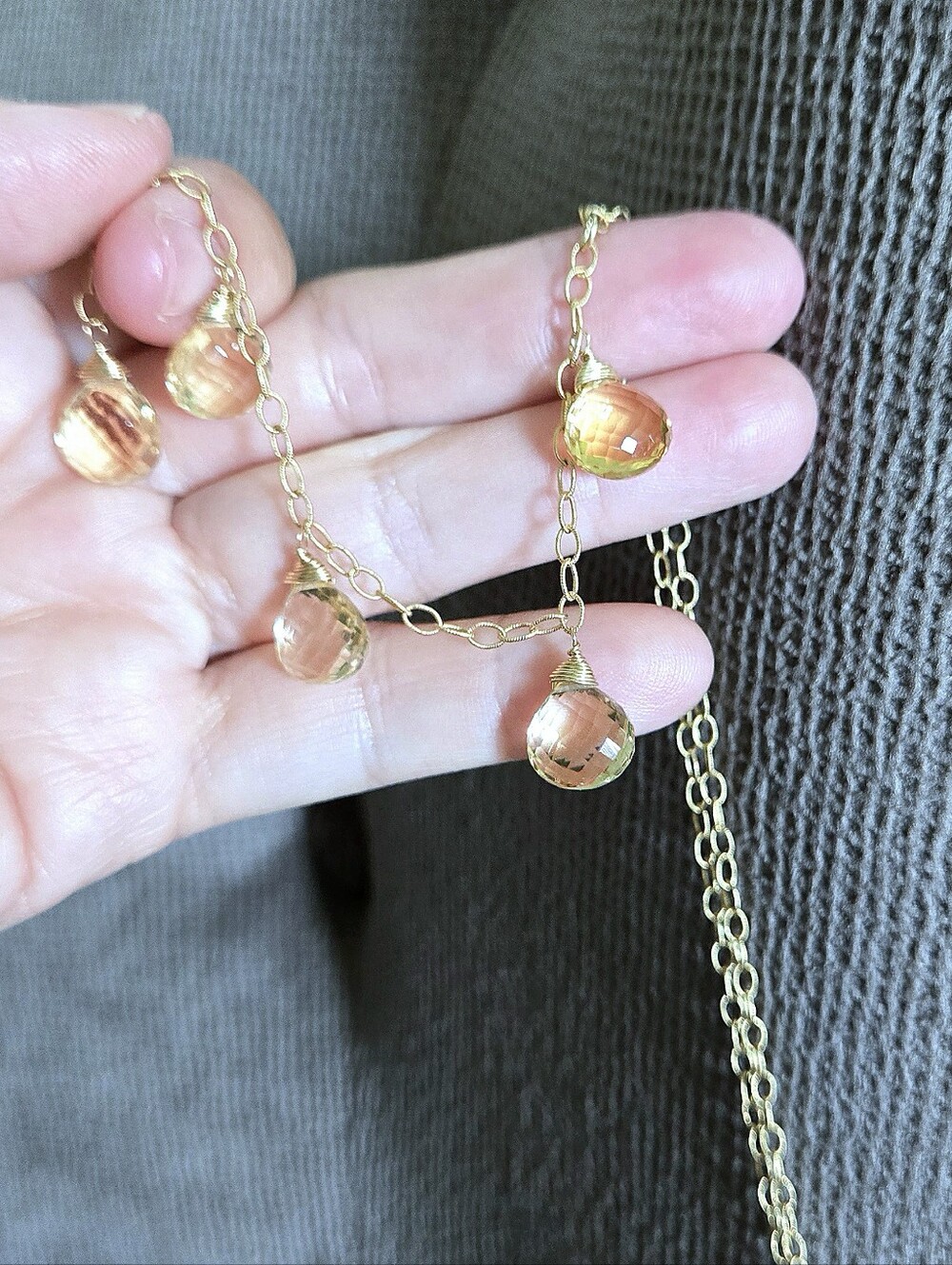 Gold💛 Necklace With Citrine🧡 Gemstones💎 - NWOT - Picture 16 of 16